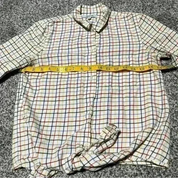 MADEWELL Tie Front Shirt Rainbow Plaid Cotton Long Sleeve Button Down Size XS - Picture 4 of 9